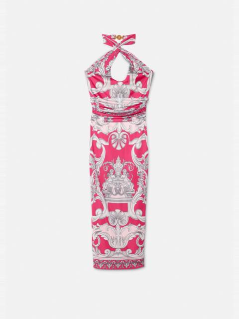 VERSACE Silver Baroque Halter Dress