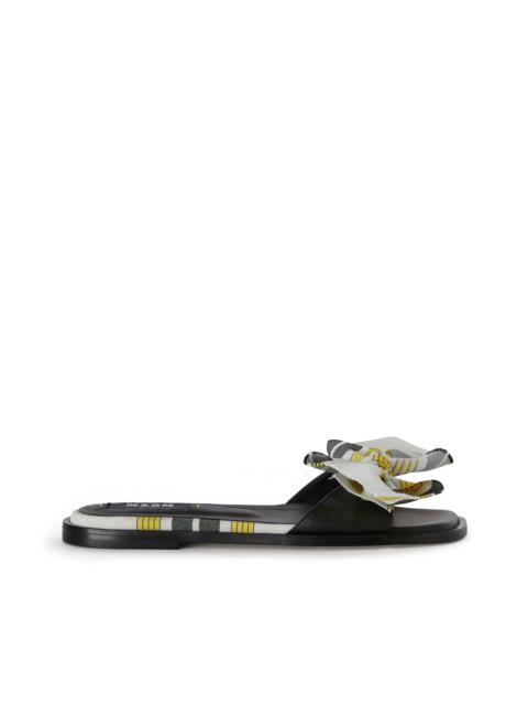 MSGM Tecno canvas check flat sandal with knot