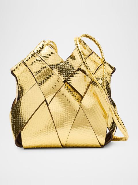 ULLA JOHNSON Charlotte Metallic Snake-Print Crossbody Bag