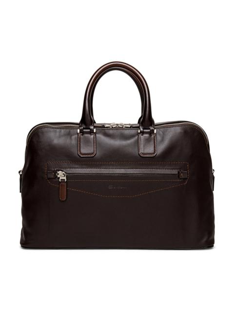 Santoni Brown leather laptop bag