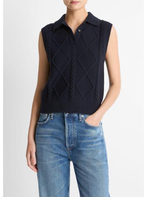 Vince Cable-Knit Wool & Cotton-Blend Sweater Vest