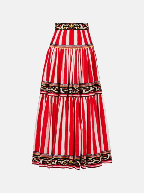 スカート DOLCE & GABBANA Maiolica cotton skirt with ruffles Long ruffled skirt in gardenia-print cotton in Print for