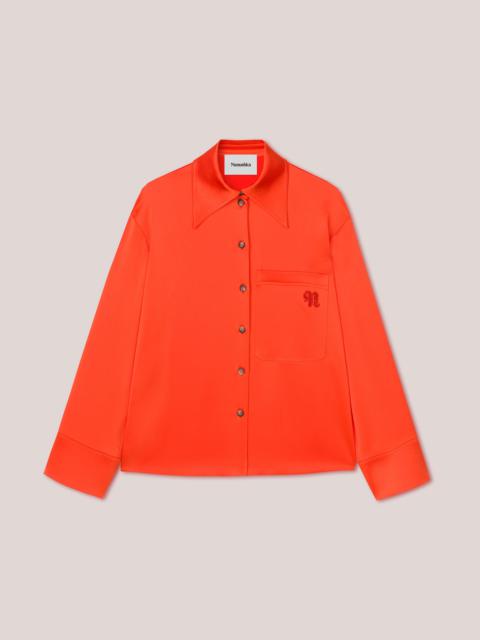 Nanushka EBBA - Relaxed fit satin long sleeve shirt - Blood orange