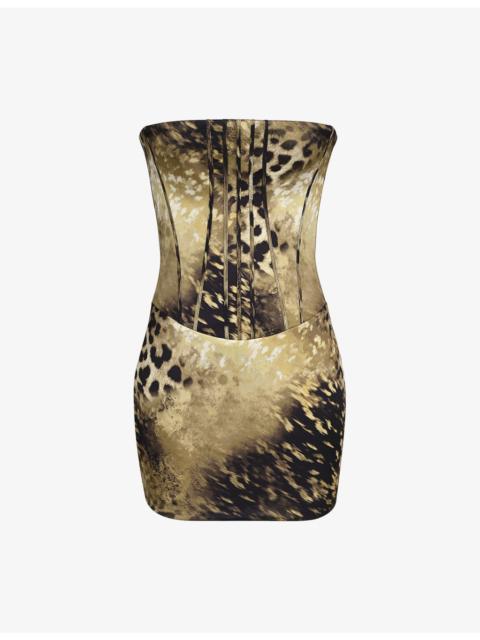 House of CB Laila Leopard-Print Satin Mini Dress