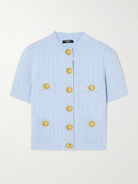 Balmain Embellished Ribbed-knit Cardigan