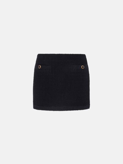 Alessandra Rich CHECKED TWEED BOUCLE LOW WAIST MINI SKIRT