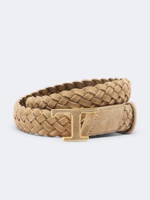 Tod's T Timeless braided suede belt
