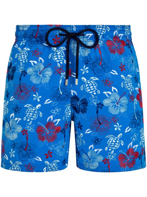 Men Swim Trunks Embroidered Tropical Turtles - Limited Edition