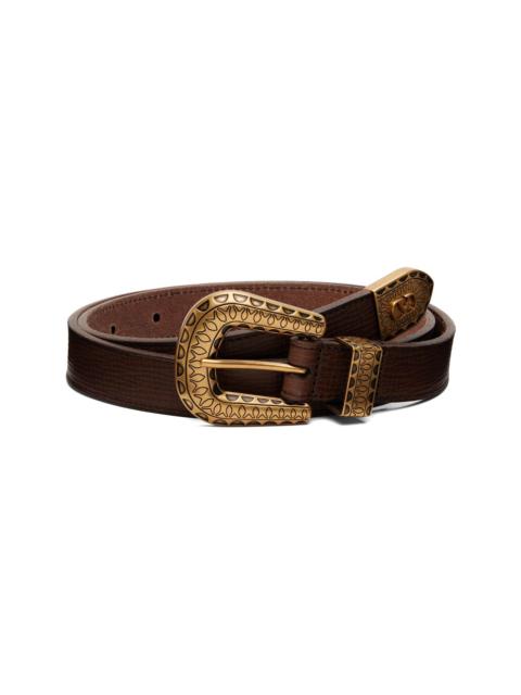 Valentino Brown VLogo Signature Calfskin Belt