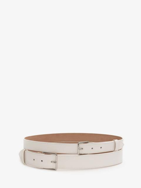 Alexander McQueen Double Belt in Optic White