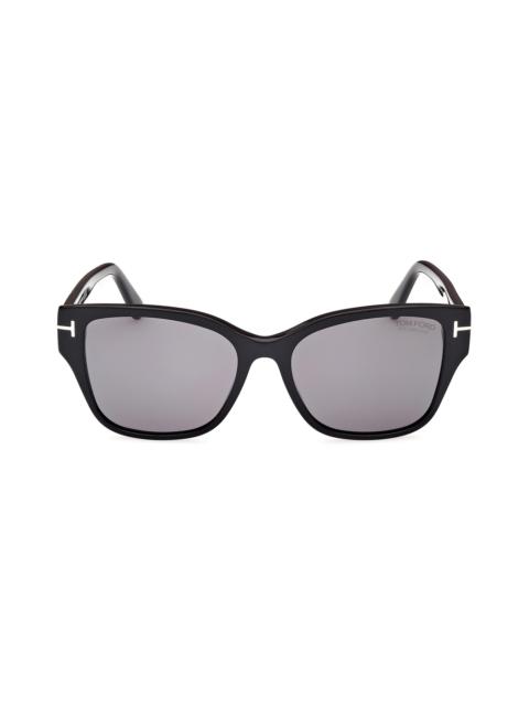 TOM FORD Women's Elsa 55MM Butterfly Sunglasses - Black Polarizied Smoke
