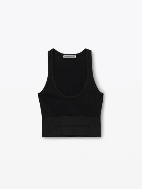Alexander Wang LOGO ELASTIC SCOOPNECK BRA TOP