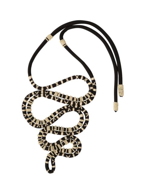 Johanna Ortiz The Great Serpent Cotton and Glass Necklace black