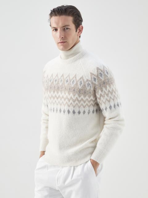 Flecked Icelandic Jacquard sweater in alpaca, cotton and wool