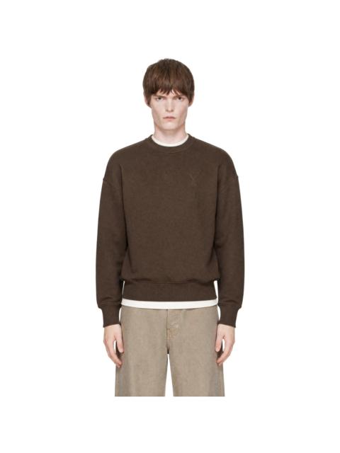 AMI Paris Brown Tonal Embossed Ami de Coeur Sweatshirt