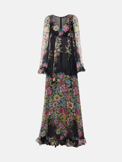 Floral silk chiffon gown