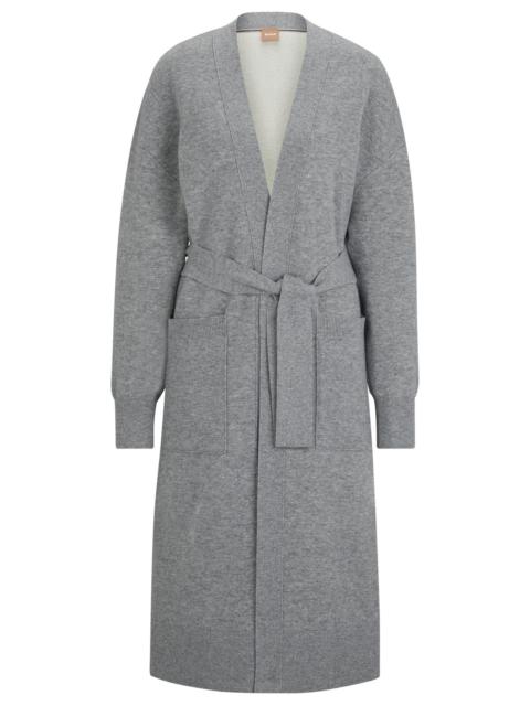 BOSS BELTED CARDIGAN IN VIRGIN WOOL AND CASHMERE