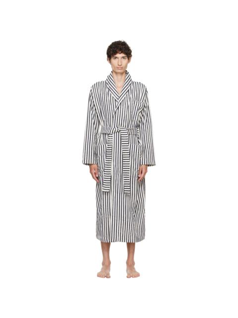 TEKLA White & Navy Terry Classic Bathrobe