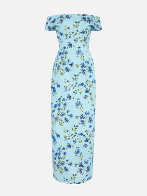 EMILIA WICKSTEAD Antep Dress in Blue Magnolia Taffetta Faille