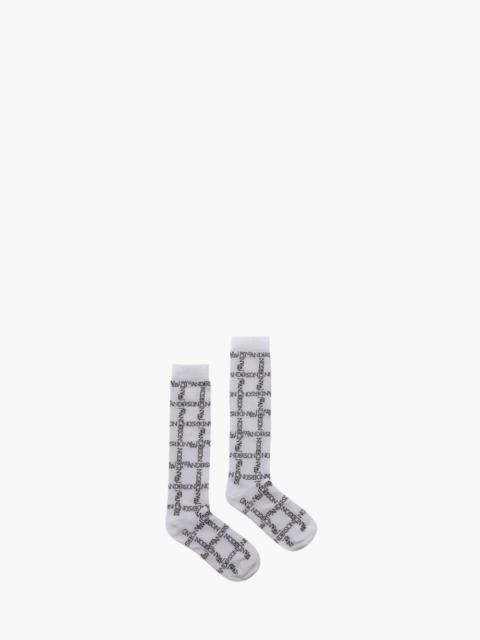 JW Anderson LOGO GRID LONG ANKLE SOCKS