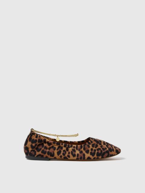 Stella McCartney Leopard Velvet Chain-Detail Ballerina Flats