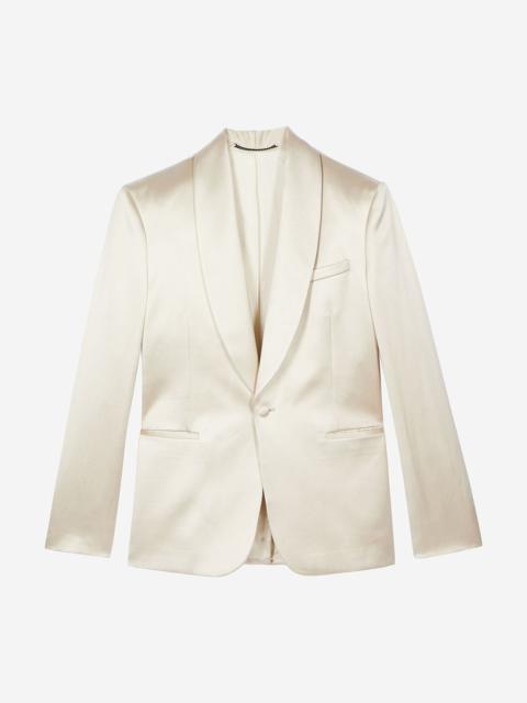 The Kooples OFF-WHITE SATIN TUXEDO JACKET