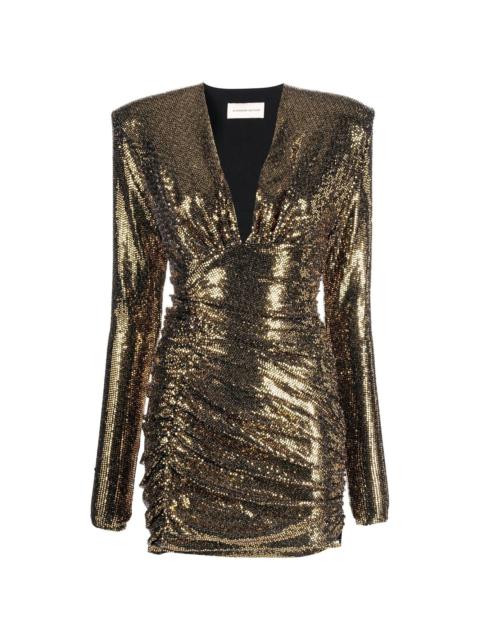 sequin-embellished V-neck mini dress