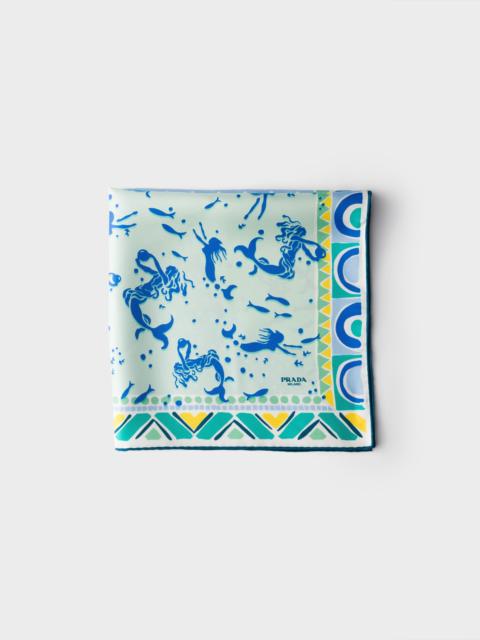 Prada Printed silk twill scarf 55
