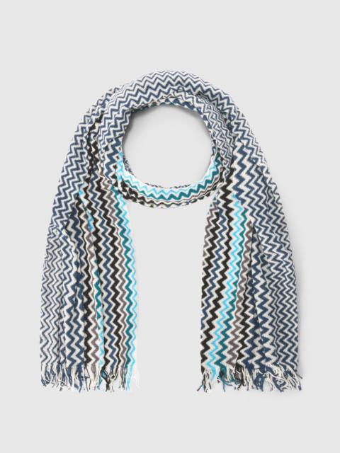 Missoni Cotton zigzag scarf with fringed edge