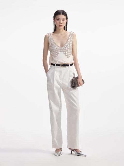 self-portrait Cream Satin Diamante Bralette Top