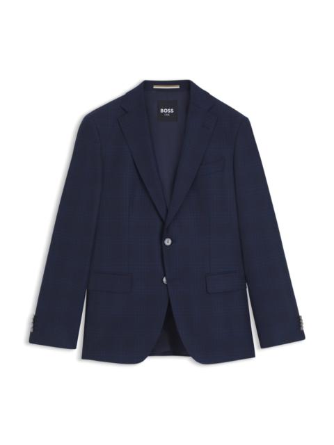 BOSS CHECKED SLIM-FIT JACKET IN VIRGIN WOOL