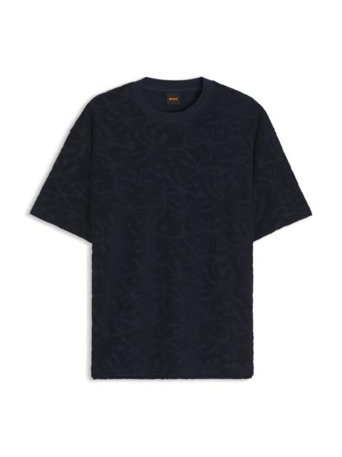 BOSS FLORAL-JACQUARD T-SHIRT IN A COTTON BLEND