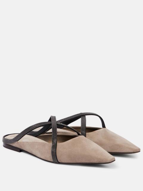 Brunello Cucinelli Monili suede mules