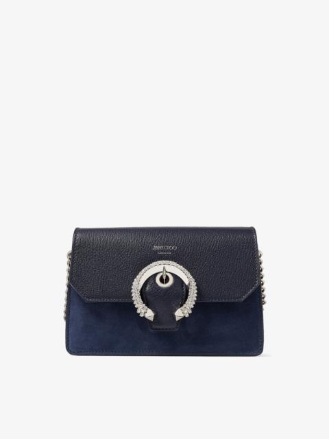 JIMMY CHOO Madeline Crossbody
Navy Goat Leather and Suede Crossbody Bag with Crystal Buckle