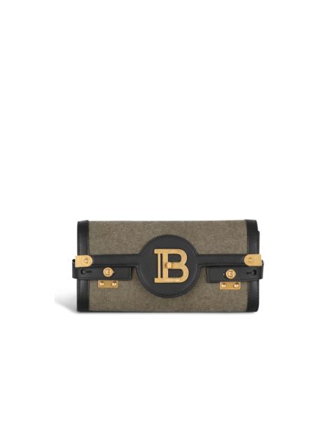 Balmain Canvas B-Buzz 23 clutch bag with leather panels