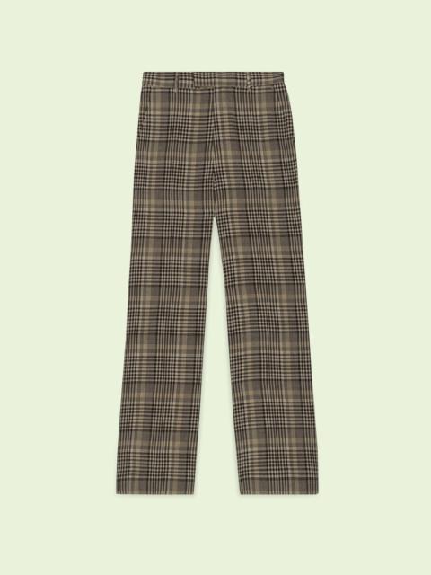 Check wool linen pant