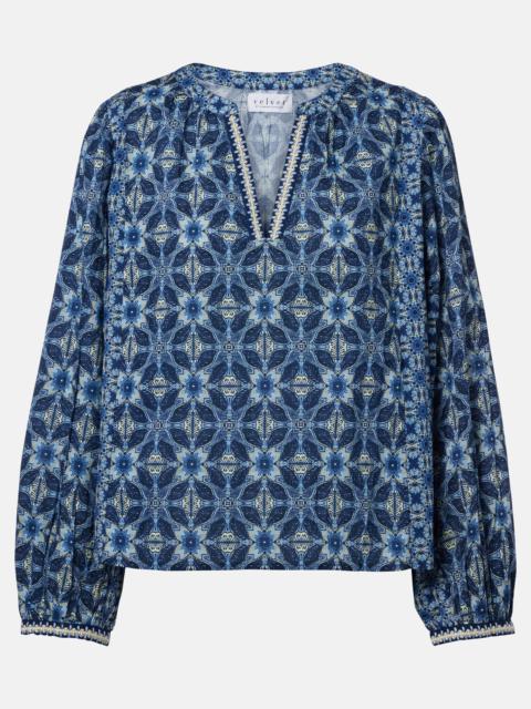 velvet Claudie printed cotton blouse