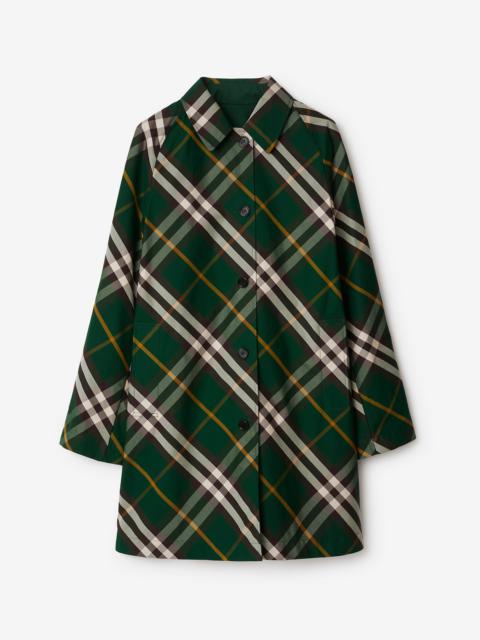 Mid-length Reversible Check Gabardine Car Coat