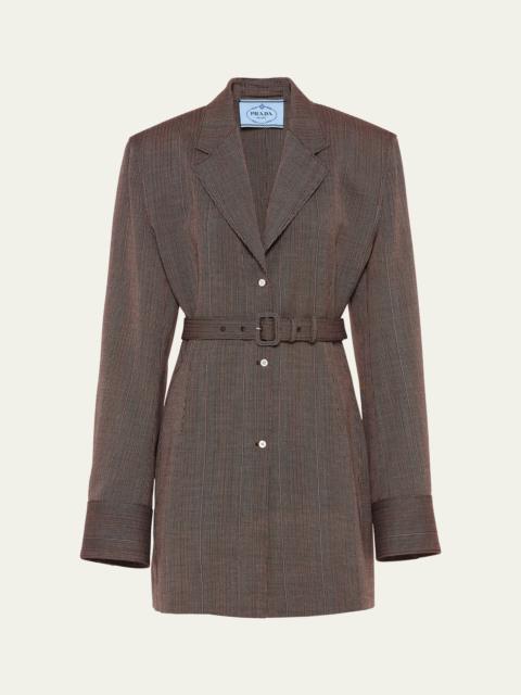 Extra Long-Sleeve Belted Wool Jacket