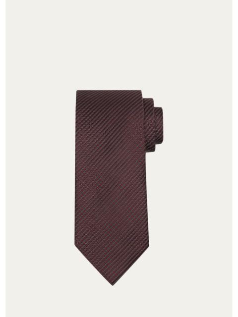ZEGNA Men's Micro-Jacquard Stripe Silk Tie
