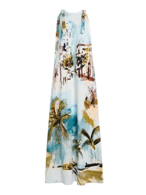 Oscar de la Renta Printed Stretch Cotton-Poplin Maxi Dress multi