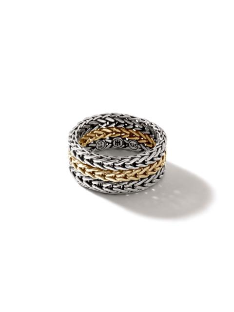JOHN HARDY Icon Link Chain Ring, Silver, Gold, Wide
