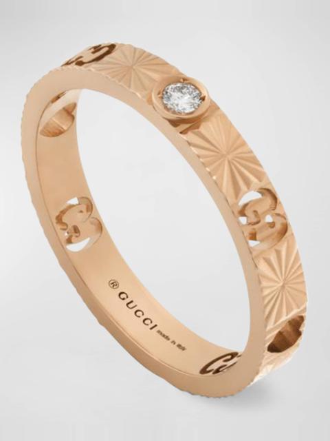 GUCCI 18k Rose Gold Icon Diamond Heart Ring