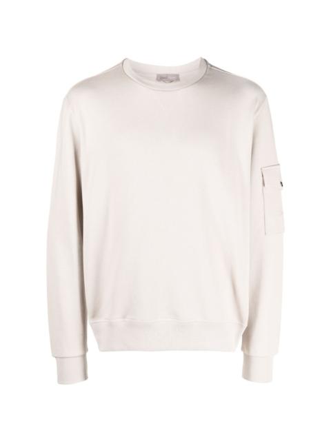 sleeve patch-pocket cotton sweatshirt