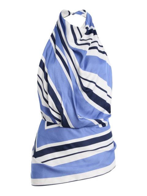 BRANDON MAXWELL Exclusive Striped Twill Scarf Top blue