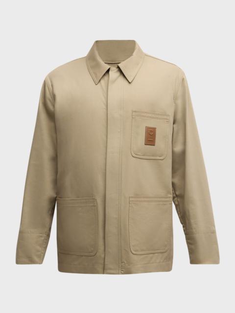FERRAGAMO Men's Twill Overshirt with Patch Pockets