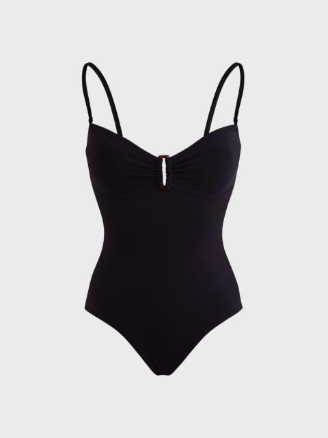 Women Bandeau One-piece Swimsuit Solid