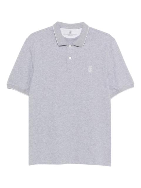 Brunello Cucinelli piped logo-embroidered polo shirt