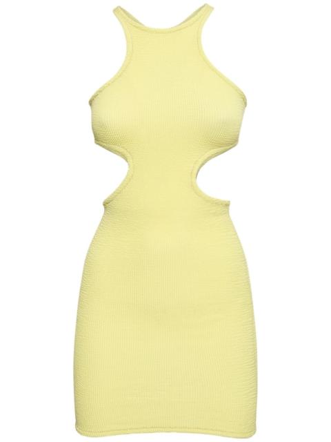 Reina Olga Ele cut out crinkle stretch mini dress
