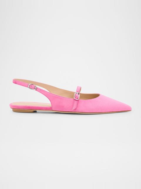 Stuart Weitzman Emilia Suede Mary Jane Slingback Ballerina Flats
